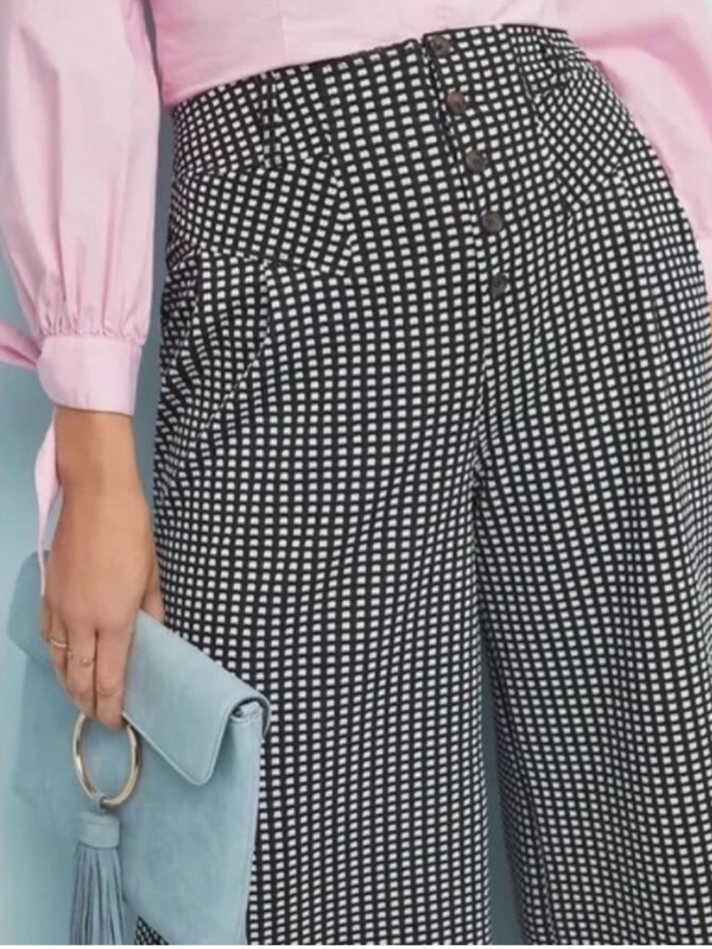 Anthropologie Maeve Orwell Wide-Leg Cropped Checkered Pants Women’s Size Small - Picture 3 of 9